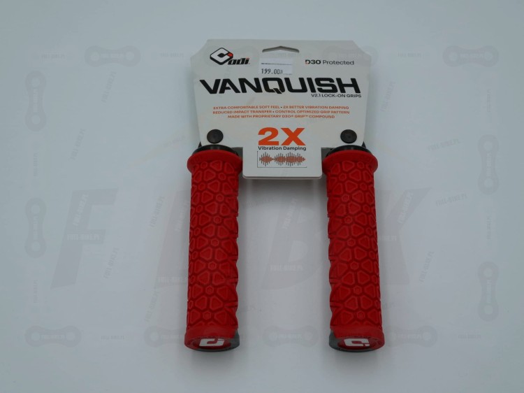 Gripy Odi Vanquish V2.1 w kolorze czerwonym, widok od przodu