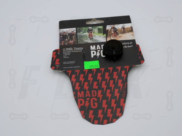 Błotnik MAD PIG Timmy w kolorze Czerwonym z etykietą. Widok od góry