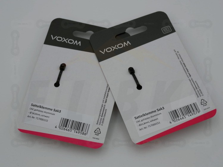 Obejma Sztycy Voxom SAK3 w rozmiarze 31,8mm oraz 34,9mm w opakowaniu widok z tyłu