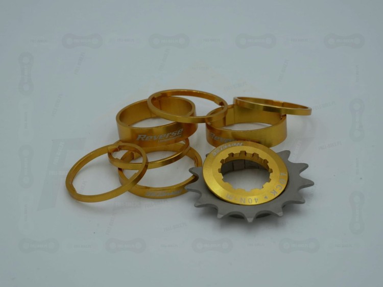 Redukcje Single Speed Reverse HG Kit w kolorze złotym, widok z góry