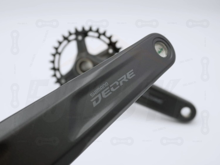 Mechanizm Korbowy Shimano DEORE FC-M5100-1  zbliżenie na napis