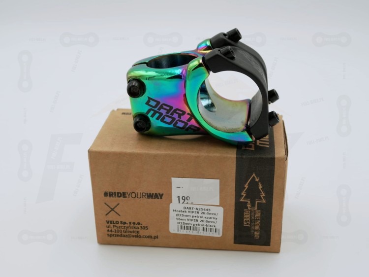 Mostek Dartmoor Viper 35mm w kolorze petrol na tle opakowania