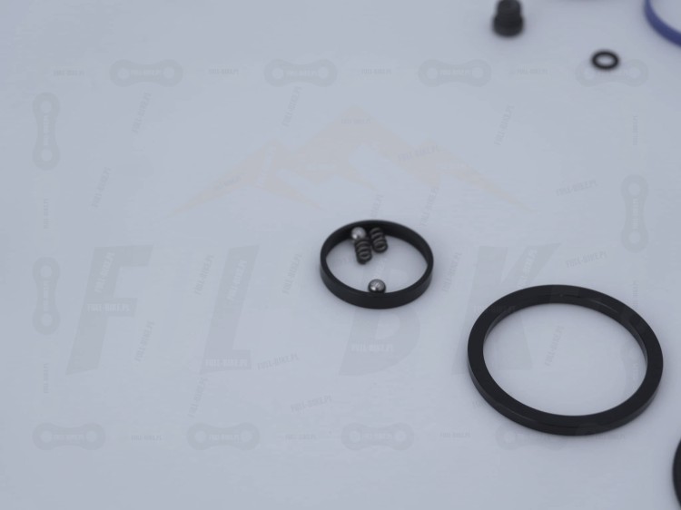 Zestaw Serwisowy Rock Shox Vivid Coil B1-B3 zbliżenie na uszczelki, podkładki, sprężynkę, kuleczkę, tulejki ślizgowe
