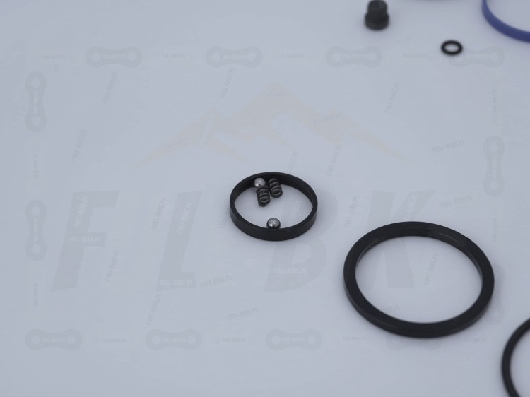 Zestaw Serwisowy Rock Shox Vivid Coil B1-B3 zbliżenie na uszczelki, podkładki, sprężynkę, kuleczkę, tulejki ślizgowe