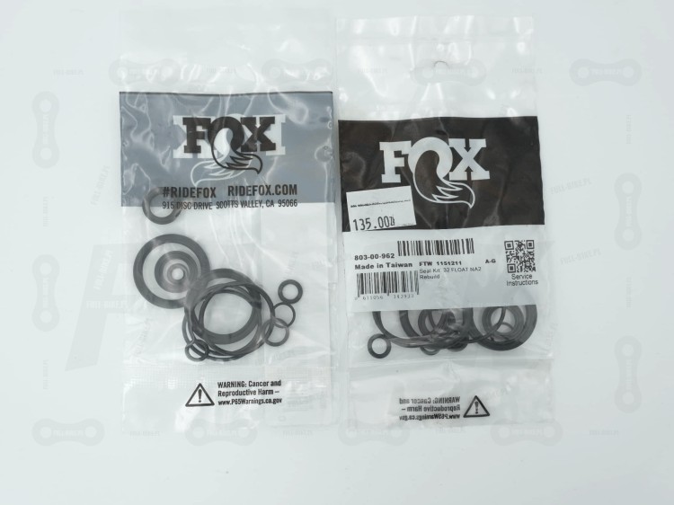 Zestawy uszczelek do serwisu komory powietrznej FOX NA2, rozmiar 32mm