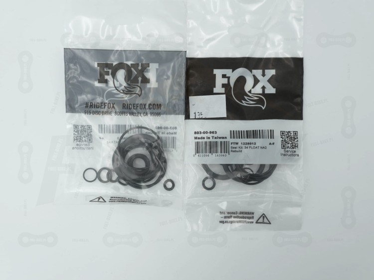Zestawy uszczelek do serwisu komory powietrznej FOX NA2, rozmiar 34mm