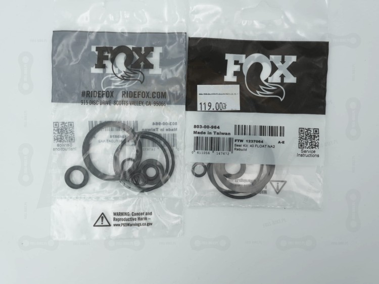Zestawy uszczelek do serwisu komory powietrznej FOX NA2, rozmiar 40mm