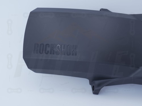 Błotnik Do amortyzatora Rock Shox Boxxer zbliżenie na napis rock shox