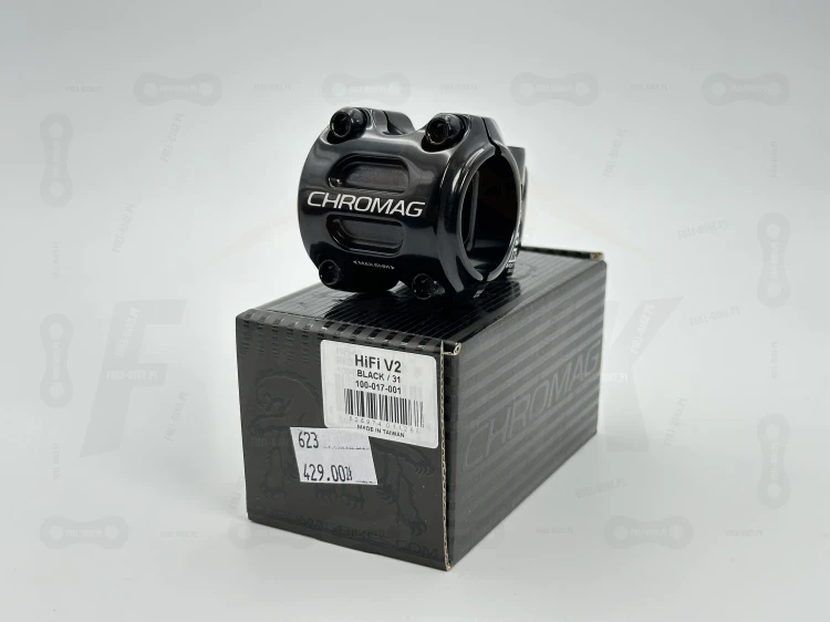 Mostek Chromag HiFI V2 31.8mm w kolorze czarnym na tle oryginalnego opakowania.