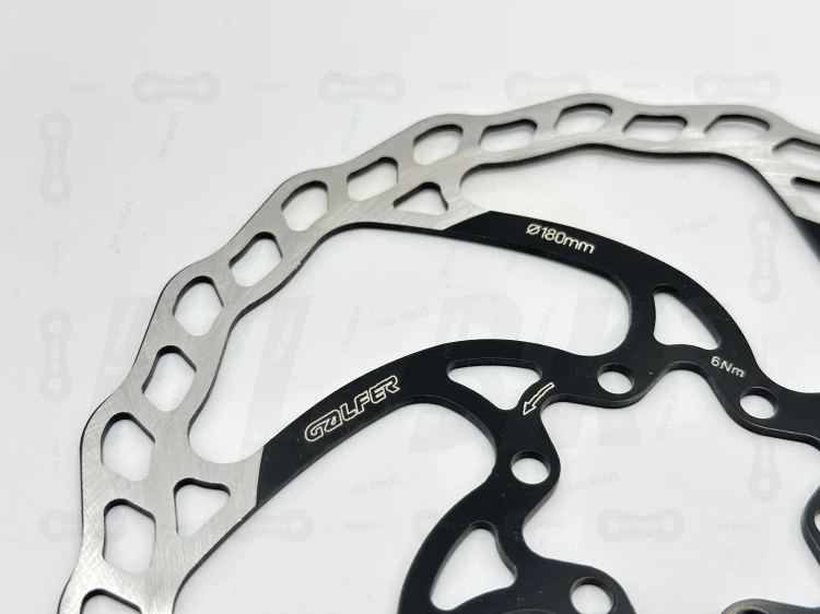 tarcza hamulcowa galfer 1.8mm pod 6 śrub. Rozmiar 180mm zbliżenie na napisy producenta