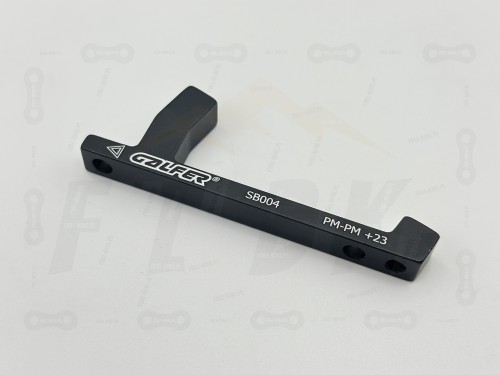 Adapter hamulca Galfer SB004W w rozmiarze +23mm. Widok na oznaczenie producenta.