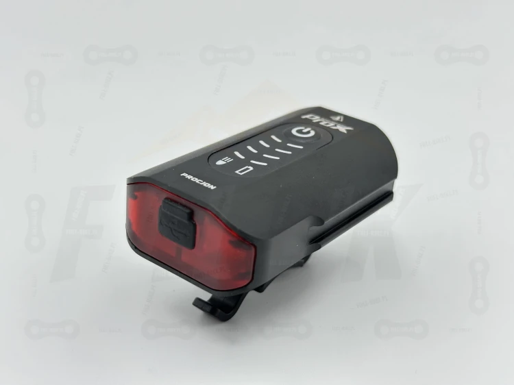 Lampa Przód Prox Procjon 600lm 1200mah widok na tylnią część lampi, wejście ładowania, przyciski