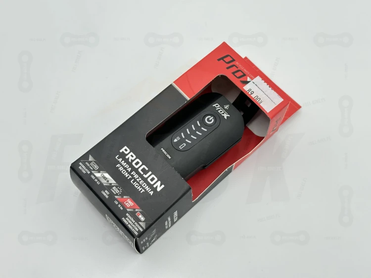 Lampa Przód Prox Procjon 600lm 1200mah zdjęcie lampki z opakowaniem