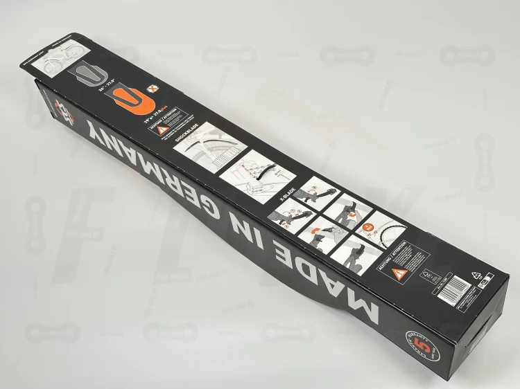 Błotnik SKS Blade Set w opakowaniu, rozmiar 27,5"-29", widok na tylnią stronę pudełka gdzie znajdują się wszystkie ważne informacje dla klienta dotyczące błotników