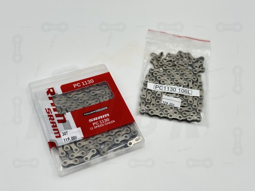 Łańcuch Sram 11S PC1130 (Różne warianty) główne zdjęcie produktu, dwa warianty łańcuchów Sram 11 Speed 106L oraz 120L