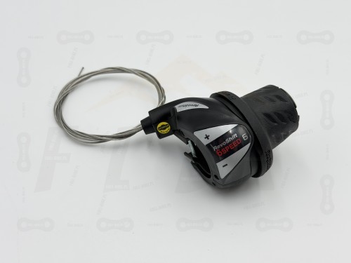 Manetka Shimano Revoshift SL-RS36-6 6S główne zdjęcie manetki z widokiem na model oraz wyświetlacz 6 trybów zmiany biegów