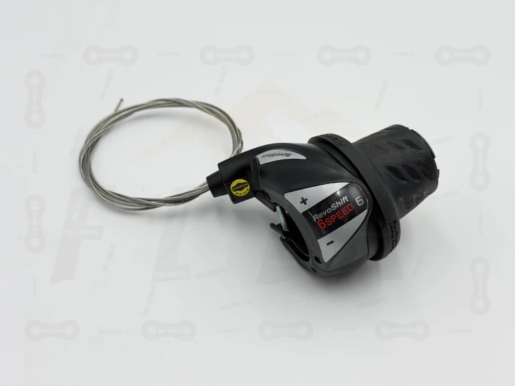 Manetka Shimano Revoshift SL-RS36-6 6S główne zdjęcie manetki z widokiem na model oraz wyświetlacz 6 trybów zmiany biegów