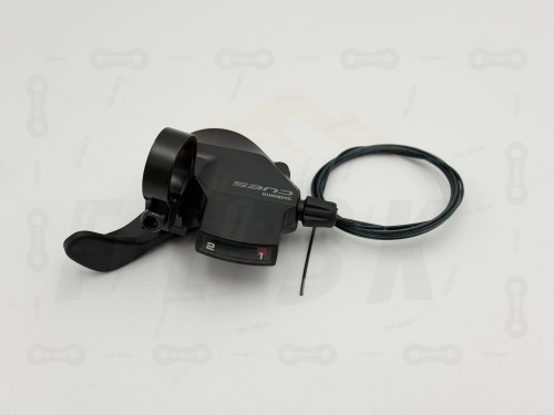Manetka Shimano Cues SL-U4000-L 2S główne zdjęcie manetki, widok na model Cues oraz wyświetlacz z trybami zmiany biegów