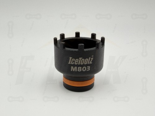 Klucz Do Demontażu Zębatki Bosch / Yamaha / Broze widok na klucz z logiem producenta IceToolz oraz model M803