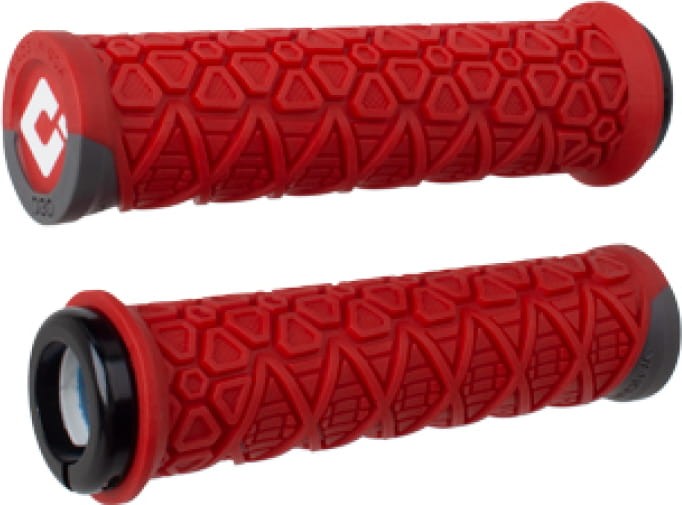 Gripy Odi Vanquish V2.1 w kolorze czerwonym, widok po skosie