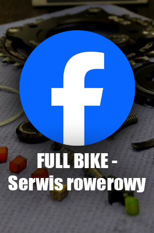 Logo facebook na tle rozebranego o chaina. Pod logiem znajduje się nazwa facebooka Full Bike - serwis rowerowy